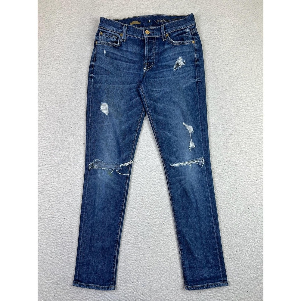 7 For All Mankind Jeans Womens 25 Josefina Skinny Boyfriend Distressed Made USA